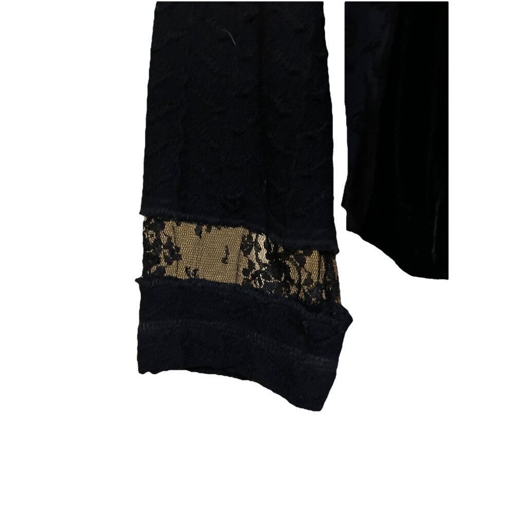 Witchy Jacket Womens L Black Velvet Patchwork Lace Crop Peek WhimsiGoth Fairy - Picture 6 of 13